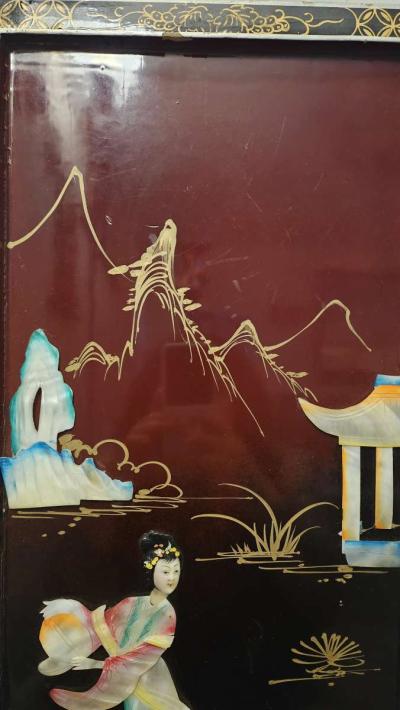 VINTAGE CHINESE MOTHER OF PEARL 3D ALBALONE SHELL ART - Thumbnail 3