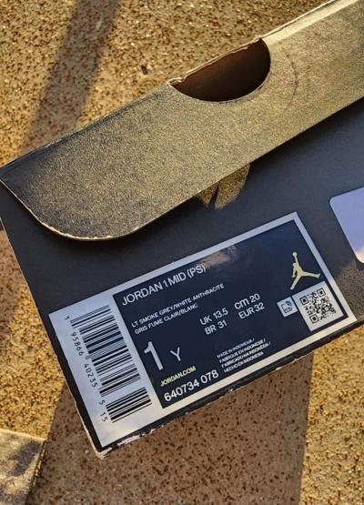 NIKE AIR JORDAN 1 Mid 640734078 White Smoke Grey Sneakers  K - Thumbnail 5