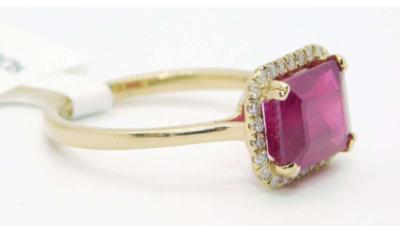 14k Gold Rudy  and diamonds   ring - Thumbnail 5