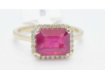 14k Gold Rudy  and diamonds   ring - Thumbnail 6