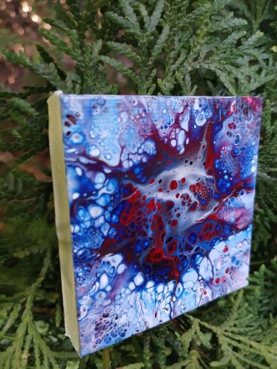 Orb Eruption Acrylic Pour Painted Magnetic Stretched Canvas - Thumbnail 3