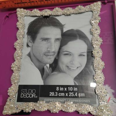 2  8x10 Photo Frames 1 Pearl and Embellished 1 Silver Mirror - Thumbnail 2