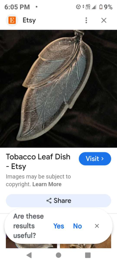 vintage pressed glass 1g2 in tobacco leaf art sculpture bowl - Thumbnail 6