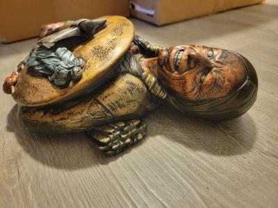 bronze and plaster Indian chief heavy wall plaque - Thumbnail 5