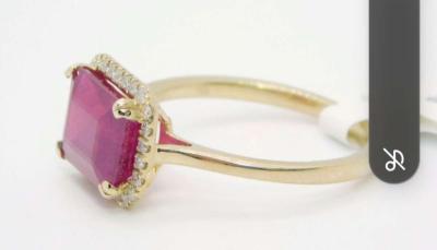 14k Gold Rudy  and diamonds   ring - Thumbnail 4