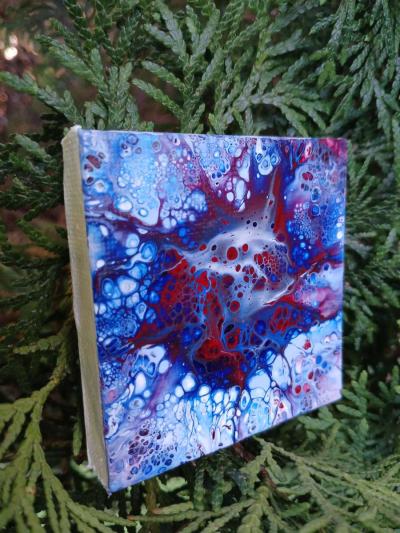 Orb Eruption Acrylic Pour Painted Magnetic Stretched Canvas - Thumbnail 4