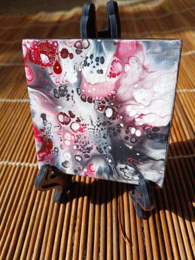 Orb Aftermath Acrylic Pour Painted Magnetic Stretched Canvas - Thumbnail 5