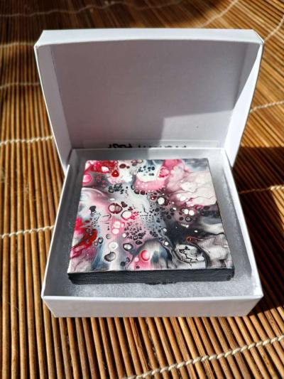 Orb Aftermath Acrylic Pour Painted Magnetic Stretched Canvas - Thumbnail 6