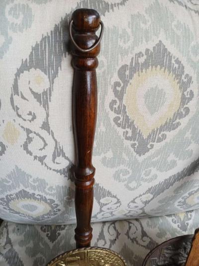 2 Vintage Bed Warmers Wall Pocket English Pub Scene Brass Wo - Thumbnail 5