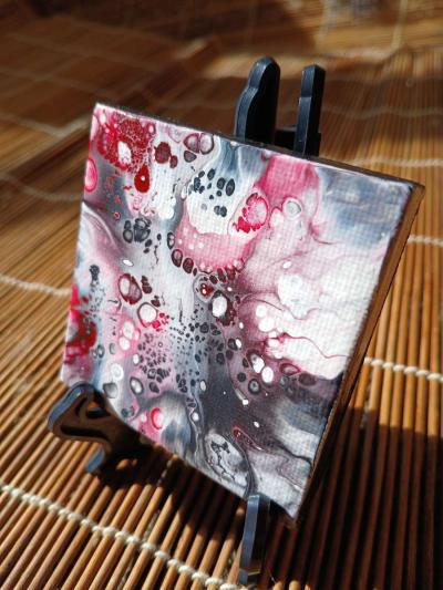 Orb Aftermath Acrylic Pour Painted Magnetic Stretched Canvas - Thumbnail 3