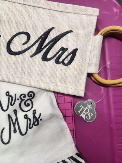 Newlyweds Gifts Lot 2 TRS Hand Towels Mr and Mrs  Wine Bag - Thumbnail 2