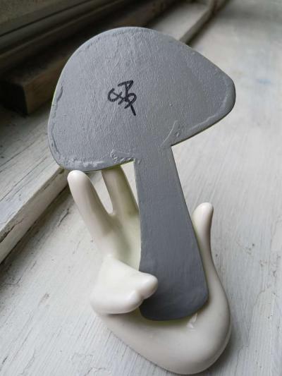 Cosmic Splatter Acrylic Pour Painted Wooden Mushroom - Thumbnail 4