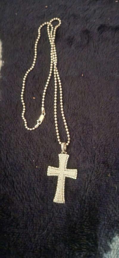 Sterling silver necklace and cross pendant
