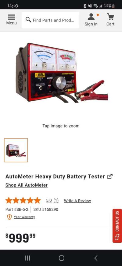 Auto Meter Products SB52 Battery Tester 800 Amp WUnloader - Thumbnail 2