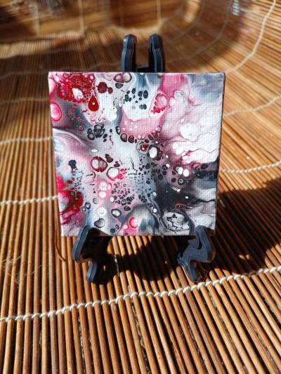 Orb Aftermath Acrylic Pour Painted Magnetic Stretched Canvas - Thumbnail 2