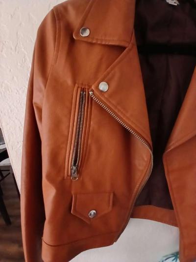 Leather jacket dark brown medium size - Thumbnail 4