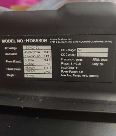 NEW Pulsar Generator 65805300 Watt Dual Fuel Gas AND Propane - Thumbnail 2