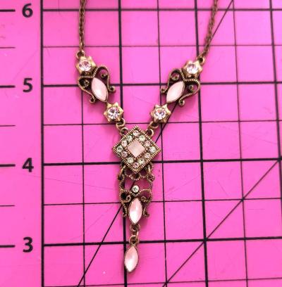 Beautiful Victorian Diamond Accent and Pink Stone Necklace - Thumbnail 4