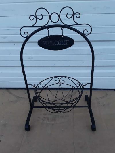 Nice Black Welcome Swing  Planter All Steel Like New - Thumbnail 4