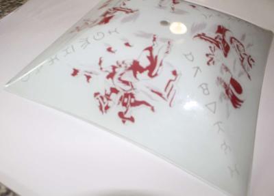 Vintage Hand Painted Glass Cowboy with covered wagon ceiling - Thumbnail 4