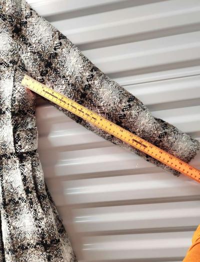 Pura Vida Brown and Grey with Gold Tinseling Plaid Peacoat - Thumbnail 5