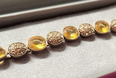 Kenneth Cole New York Gold Tone Amber Pave Stone Bracelet - Thumbnail 3