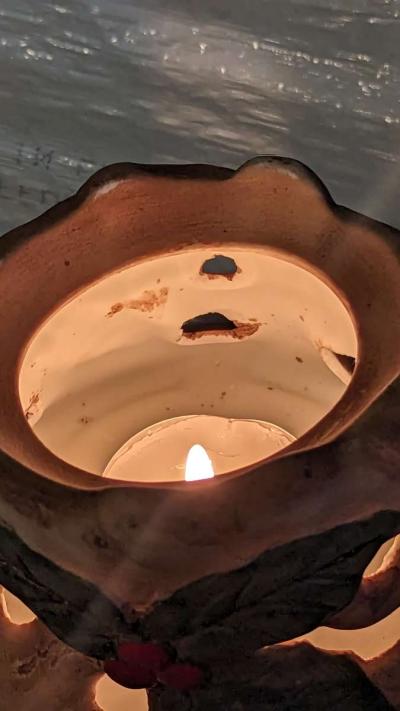 Unique Ceramic Hand Panted Wood Log Tea Light Candle Holder - Thumbnail 6