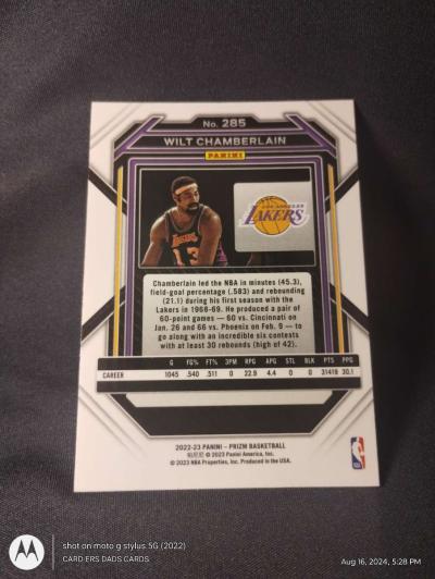 Wilt Chamberlain Panini Prizm Refractor - Thumbnail 2