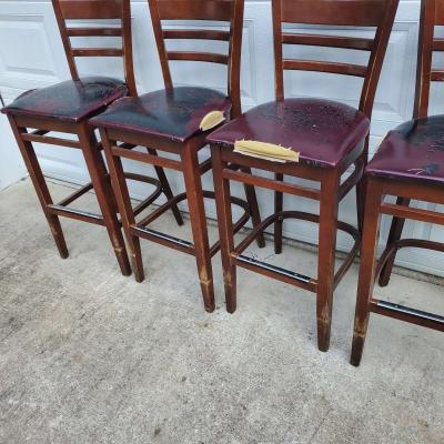 4 Bar Height Wooden Chairs  Cushions Are Rough  RRR Furnitu - Thumbnail 6