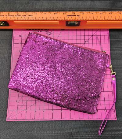 ALDO Pink Glittered Gold Top Zipper Wristlet with Strap - Thumbnail 3