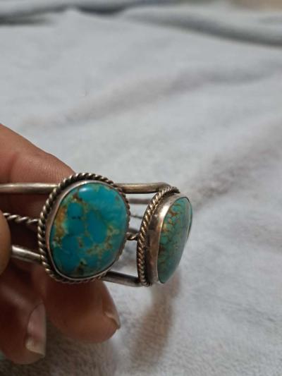 Northwest Native American turquoise bracelet silver - Thumbnail 5