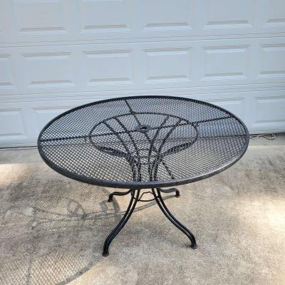Wrought Iron Black Table W Umbrella Hole - Thumbnail 2