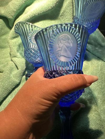 blue glass goblets and pitcher - Thumbnail 2