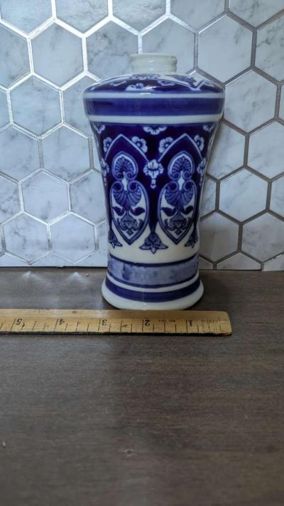 Antique Blue and White Porcelain Bottle - Thumbnail 2