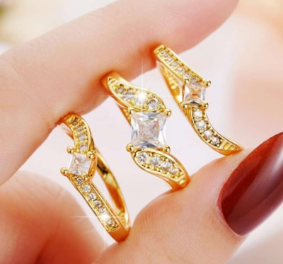 Wedding Engagement Triple Bands