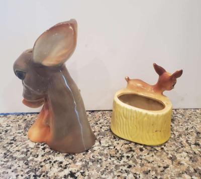 1950s Vintage Deer Bambi  Royal Copley Deer and Doe Planter - Thumbnail 4