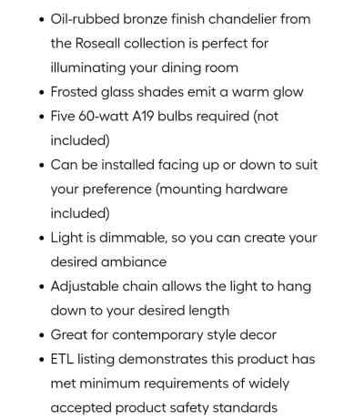 Project Source 5 Light Chandelier - Thumbnail 4