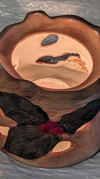 Unique Ceramic Hand Panted Wood Log Tea Light Candle Holder - Thumbnail 5