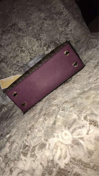New MICHAEL KORS Bridgette Mini Messenger BrownPlum MK Logo - Thumbnail 6