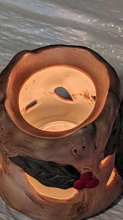 Unique Ceramic Hand Panted Wood Log Tea Light Candle Holder - Thumbnail 4