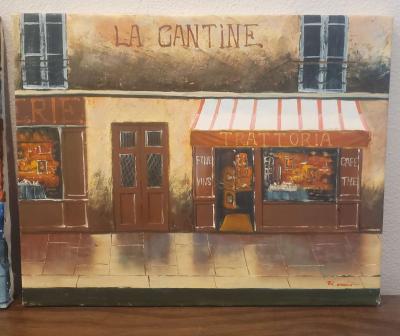 2 Oil on Canvas Paintings 20x16 French Cafe theme - Thumbnail 2