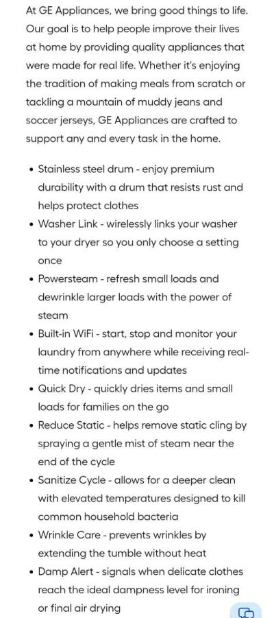 GE Smart Front Load Steam Dryer - Thumbnail 6