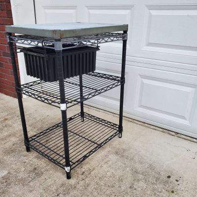 2 Shelf Rack With Stainless Steel Top And Pull Out Basket - Thumbnail 3