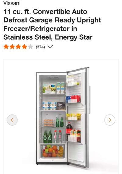 Vissani Convertible Upright Freezer Refrigerator - Thumbnail 6