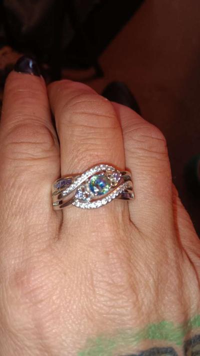 mystic topaz sterling silver ring - Thumbnail 2