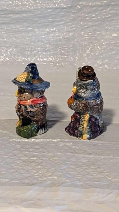 Owl Harvest Salt and Pepper Set Ceramic In Original Box - Thumbnail 4