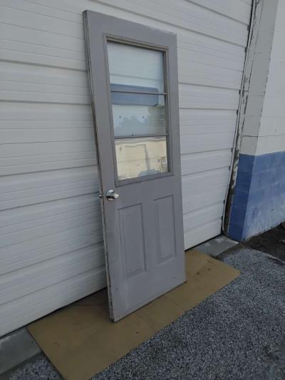 Nice Gray All Steel 3 Light JeldWen Door With HingesDoor Nob - Thumbnail 2