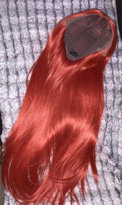 Conkolar Orange Straight Synthetic Lace FrontWigs Long Hair - Thumbnail 3