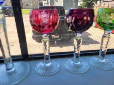 set of 6  5inch tall BOHEMIAN crystal cut to clear wine - Thumbnail 3