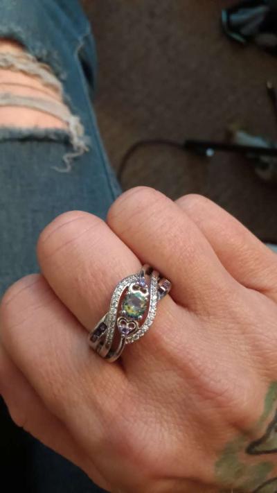 mystic topaz sterling silver ring - Thumbnail 3